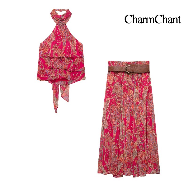 Romper Floral Print - CHARMCHANT Women's Paisley Print Halter Neck