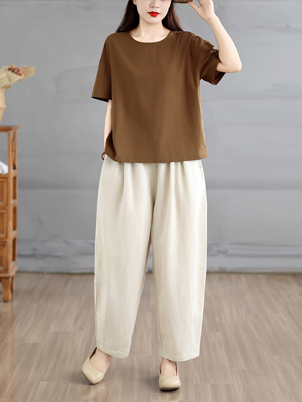 Summer Ethnic Style Women's Lo - Linen Pant Wide 评论和价格
